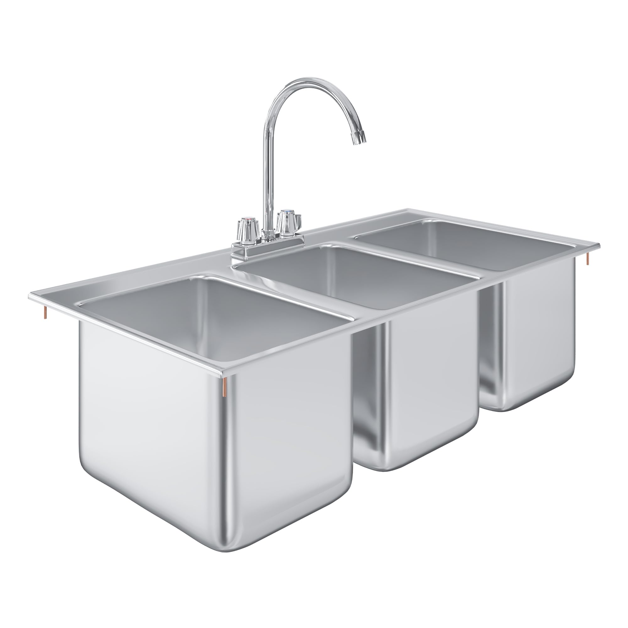 AmGood Stainless Steel Drop Sink - 3 Compartment Drop in Sink